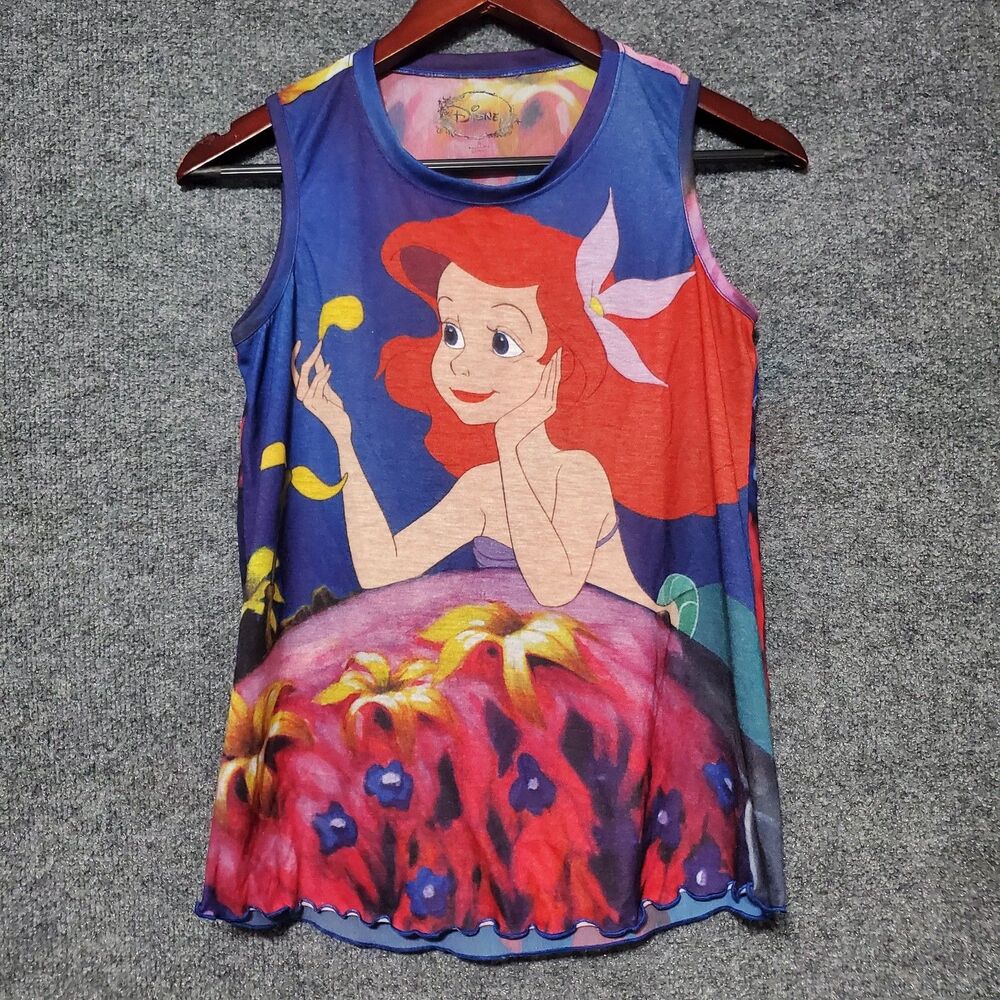 Disney The Little Mermaid Ariel Tank Top Sheer Lightweight Womens Small Babydoll